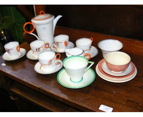 A Shelley Art Deco teaset, together with other ceramic ware 