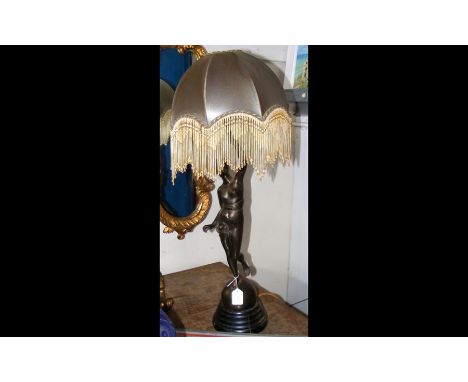 An Art Deco style table lamp of nude female - 78cm high 