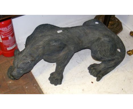 A 96cm long resin Panther garden ornament 
