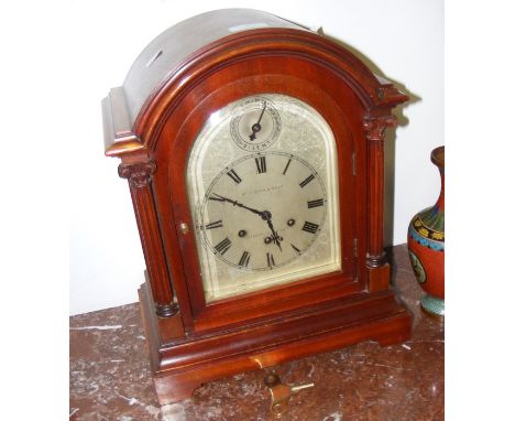 A mahogany cased bracket clock by William Lister &amp; Sons, Newcastle on Tyne - the silvered clock face having chime and sil