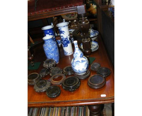 Various antique collectable oriental ceramic ware, including blue and white vase with character mark to base CONDITION REPORT