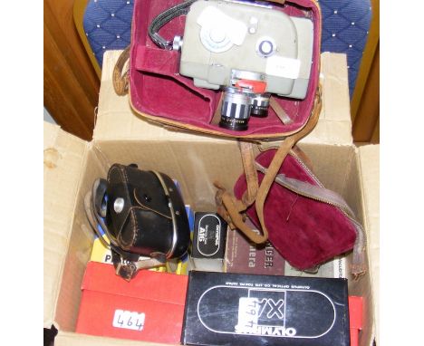 An old Sekonic cine camera, together with camera equipment 
