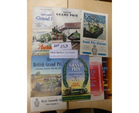 Sporting Memorabilia :Motor Racing Grand Prix progs 1948-49-50-51-52-53-54 all in good order, some slight knocks, generally v