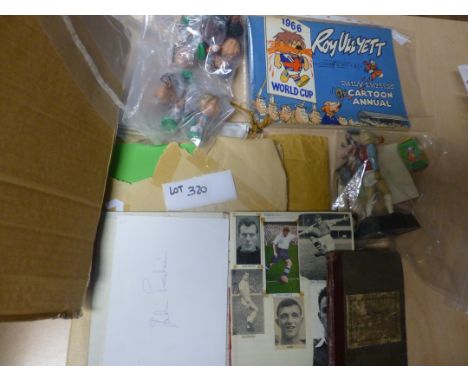 Sporting Memorabilia :Football mixed box models, some vintage metal, Corinthians, 2 scrap books, few signatures, signed frame