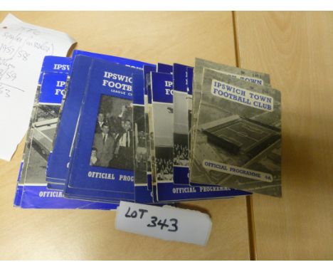 Sporting Memorabilia :Football Ipswich Town progs 1957/59 1962/3 1965/6 mostly vgc (32), incl GB v Caribbean FAC Amateur 59, 