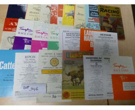 Sporting Memorabilia :Horse Racing 56 race cards, 1963-85 all in good cond, incl Bath, Newcastle, Ayr etc.