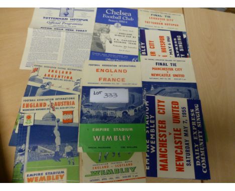 Sporting Memorabilia :Football small selection incl Charity Shield 1950, FA Cup 55, 61 (with songsheets), England early 50’s 