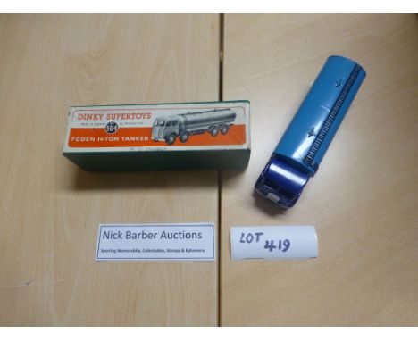 Die-cast :Dinky Supertoys 504 Foden 14-ton tanker, light/dark blue, box and vehicle both in fine condition.