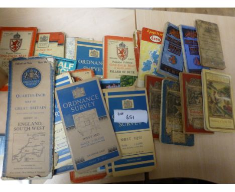 Collectables :Box of vintage maps incl Ordnance Survey, Bartholomew etc, UK and Scotland.