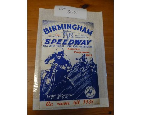 Sporting Memorabilia :Speedway Birmingham v Southampton 13.10.37 souvenir issue in good cond, sl. rusted staples.