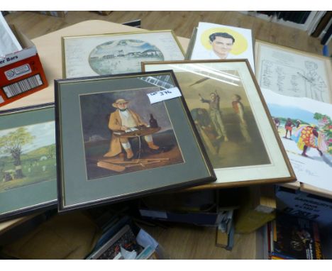 Sporting Memorabilia :Cricket Reg Simpson Collection collection of frames, prints, some included signed by many cricket stars