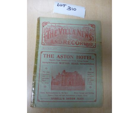 Sporting Memorabilia :Football Aston Villa v Middlesborough prog 4.11.1911, creases, tear on cover, sellotaped spine, still i