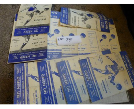 Sporting Memorabilia :Football pack of 13 1950’s Ipswich Town all up to the end of 1956/7, fair/gd cond (2 damaged).