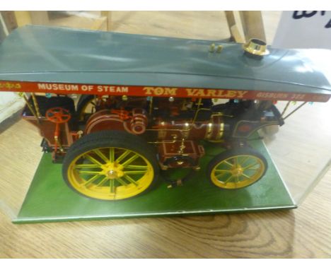 Die-cast :Large scale model boxed in Perspex box, and another model of steam engine (2).