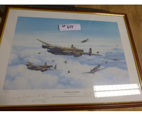 Collectables :Limited Edition print framed ‘Encounter Over Witten‘ by Keith Aspinall and signed, also signed various pilots x