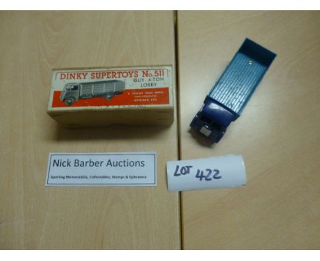Die-cast :Dinky Supertoys 511 Guy 4 ton lorry, dark/light blue, both vehicle and box in fine condition.