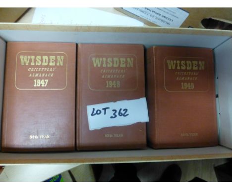 Sporting Memorabilia :Cricket Wisdens Cricketers Almanack all hardback (3), 1947/8/9, all in good condition.