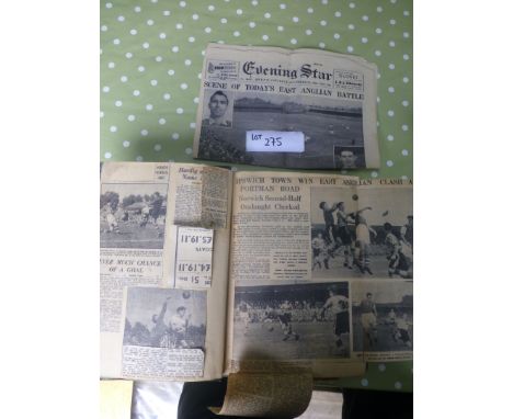 Sporting Memorabilia :Ipswich Town scrapbook made up of local newspaper cuttings 1953-62, various, thick book of 50 pages.