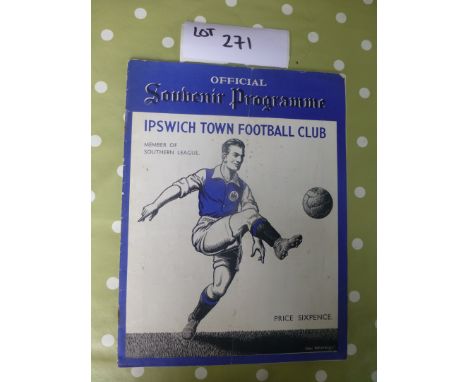 Sporting Memorabilia :Football Ipswich Town v Tunbridge Wells Rangers 29.8.36, first professional match, 16 pages, creased mi