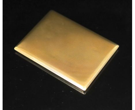   A 1950's  Garrard &amp; Co engine turned 9ct gold cigarette case,with interior engraved inscription, 11.4cm, gross weight 1