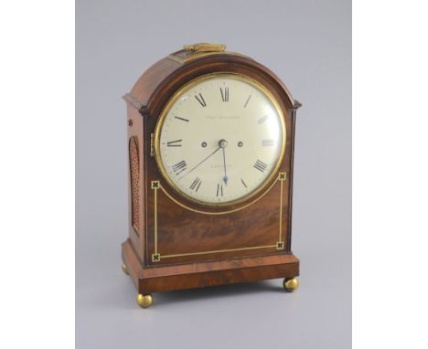   A Regency mahogany cased twin fusee bracket clock, Thomas Maughan, London,the 8" dial with black Roman numerals marked Thos