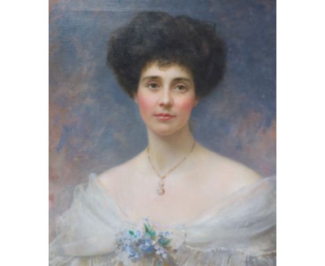   Edward Hughes (1832-1908)Portrait of a young ladyoil on canvassigned and dated 190557 x 49cm 