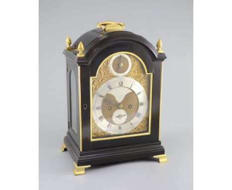   A George III ormolu mounted ebonised bracket clock by James Wild, London,the silvered chapter ring mark with black Roman an