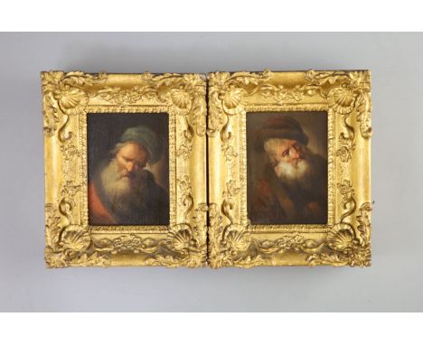   Christian Wilhelm Ernest Dietrich (1712-1774)Portraits of bearded menOil on wooden panel (2)11.5 x 8 cm. 