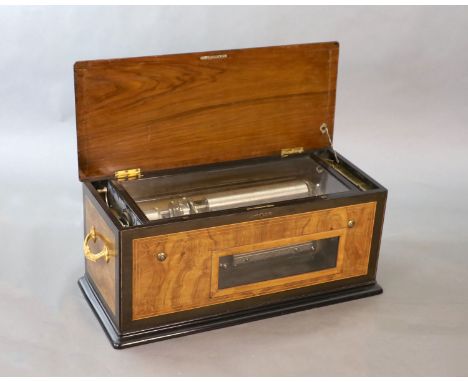   A rare Swiss quatre-revolver cylinder musical box, late 19th centuryWith a sectional 148 tooth comb, playing on four interc