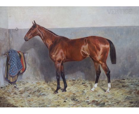  Marie Joseph Le Nail (French, 1842-1927)Portrait of the racehorse ‘Vertige’, winner Aubeuil Grand Hurdle Race, 1894,Oil on 