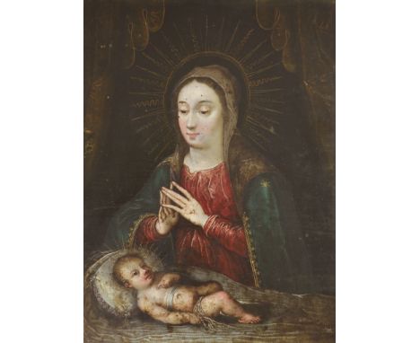   17th Century Spanish SchoolThe Madonna and Childoil on copper panelnumbered in pencil verso ‘18391’29 x 22cm, unframed 