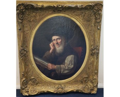   19th century Flemish SchoolPortrait of a 17th century gentleman seated reading a bookoil on canvas56 x 45.75cm., framed to 