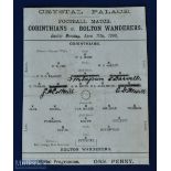 Scarce 1897/1898 Corinthians v Bolton Wanderers friendly football match card Easter Monday 11