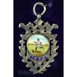 Football medal: 1908 Silver/enamel Manchester Amateur football league award, to the obverse the