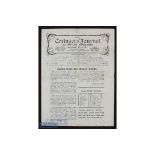 1923/24 Fulham v Stoke Div. 2 match programme 21 April; 4 pager, folds (kept flat), no writing.