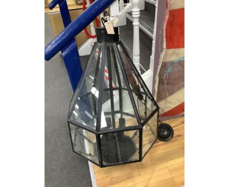 A large glass panelled lantern, 92cm in length. Condition - good, would benefit from a clean, not tested as working