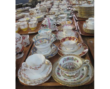 Four trays of various cabinet cups and saucers and trios to include; Paragon, Coalport, Royal Albert etc. (4) (B.P. 21% + VAT