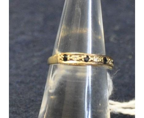 9ct gold sapphire and diamond half eternity style ring.  Size K.  Approximate weight 1.5 grams.  (B.P. 21% + VAT) 