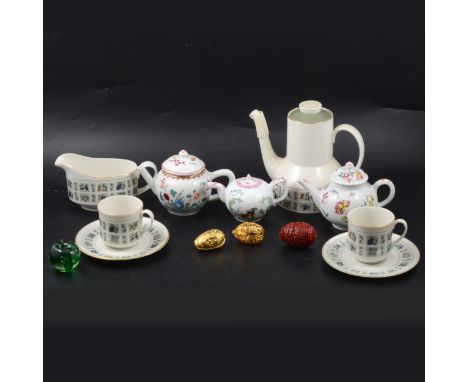 A Royal Doulton 'Tapestry' part dinner and coffee service, comprising lidded tureens, plates, bowls, coffee pot (18cm), cups,