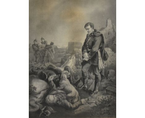 After John Lomax, The Reconciliation, chromolithograph, from the The Illustrated London News Christmas Number 1898, 42cm x 63