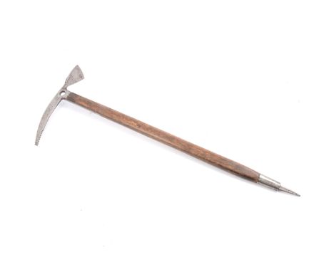 Mont Blanc Stubai Austria Mountaineers Climbing Ice Axe, wooden shaft, steel head and spike, overall 75cm.