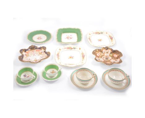 Crescent China meat platter, plates, cups etc.; Foley China green floral part tea set, comprising plates, cups and saucers; o