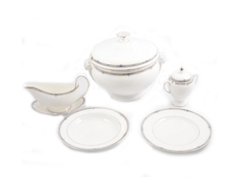 Wedgwood Amherst table china, including; 1 x soup tureen 18 x 27.5cm plates 18 x coffee cans 18 x saucers 2 x cream jugs 2 x 