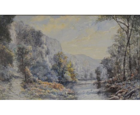 W R Burrows, River landscape, signed in pencil, watercolour, 24cm x 37cm.