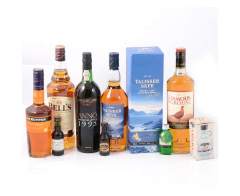 Talisker Skye, Single Malt Scotch Whisky, 70cl, 45.8% vol, boxed; The Famous Grouse, Blended Scotch Whisky, 1l, 40% vol.; Coc