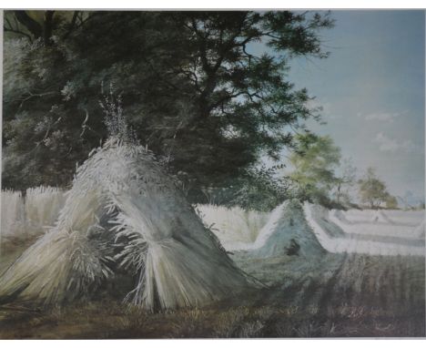 After Peter Newcombe, The Cornfield, signed, ltd ed print 32/100, 40cm x 52.5cm, framed and glazed.