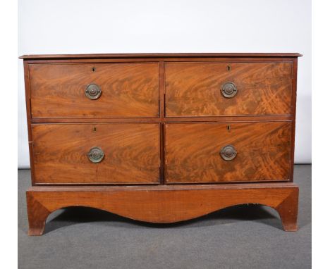 Pair of George III mahogany chests of drawers, rectangular top with a moulded edge, four deep drawers, bracket feet, length 1