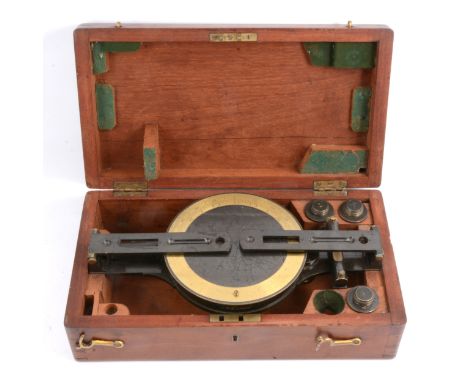 Victorian miner's dial or surveying compass, by Troughton &amp; Simms, London, lacquered brass, the half-circle engraved on o