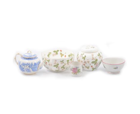 A Plant Tuscan China part teaset, comprising cake plates, cups and saucers; another part teaset, foliage and blue flowers pat
