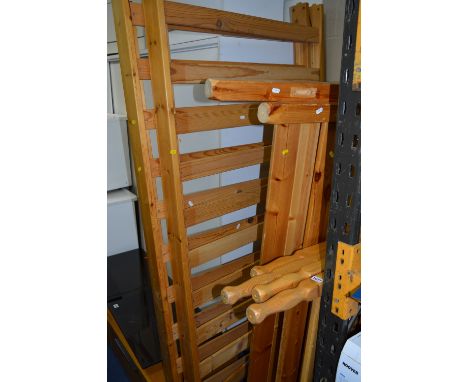 TWO PINE SINGLE BED FRAMES, and a pine double bed frame (3)